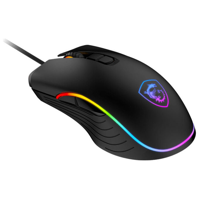 MSI, Mouse Gaming Ambidestro, Ottico, 7200 DPI, Usb, Nero