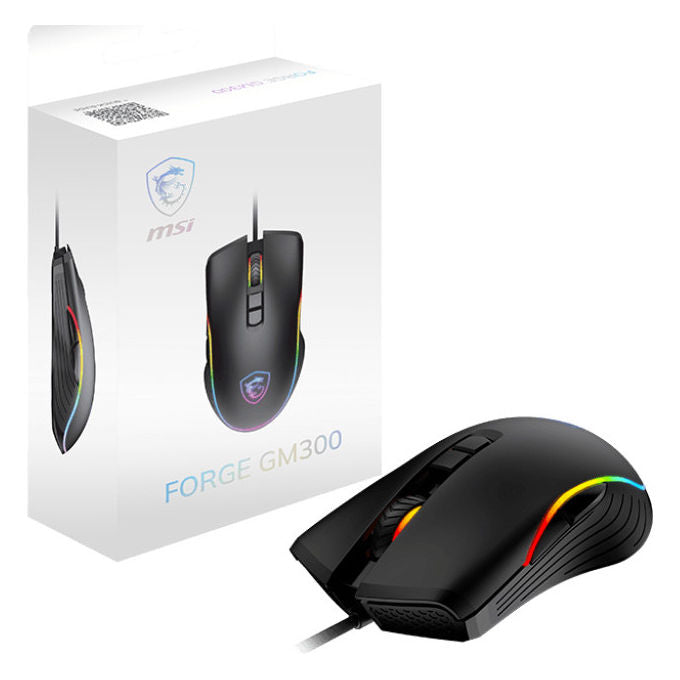 MSI, Mouse Gaming Ambidestro, Ottico, 7200 DPI, Usb, Nero