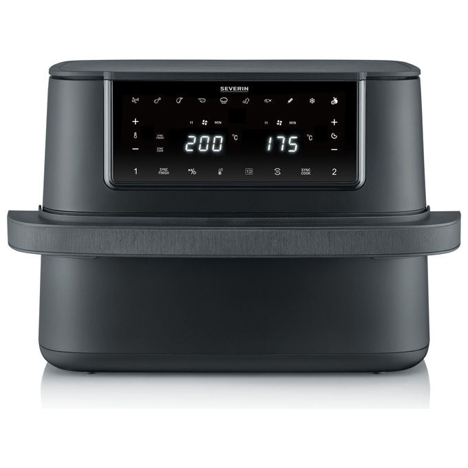 Severin FR 2490 Friggitrice ad aria 9 L 2600 W Doppia Zona Sync Cook Sync Finish 11 Programmi Display Touch colore Nero