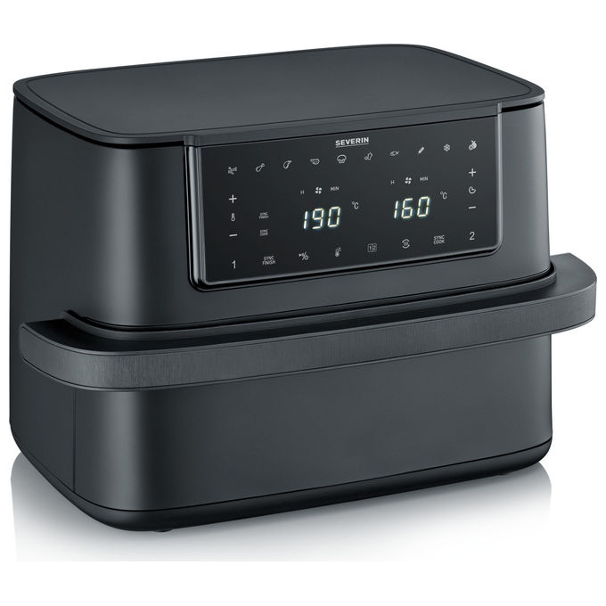 Severin FR 2490 Friggitrice ad aria 9 L 2600 W Doppia Zona Sync Cook Sync Finish 11 Programmi Display Touch colore Nero