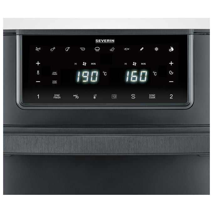 Severin FR 2490 Friggitrice ad aria 9 L 2600 W Doppia Zona Sync Cook Sync Finish 11 Programmi Display Touch colore Nero