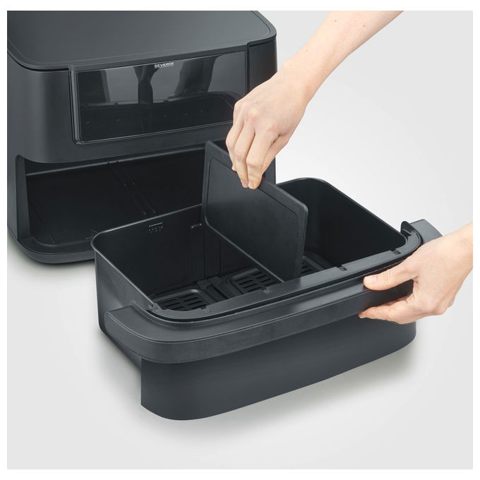 Severin FR 2490 Friggitrice ad aria 9 L 2600 W Doppia Zona Sync Cook Sync Finish 11 Programmi Display Touch colore Nero