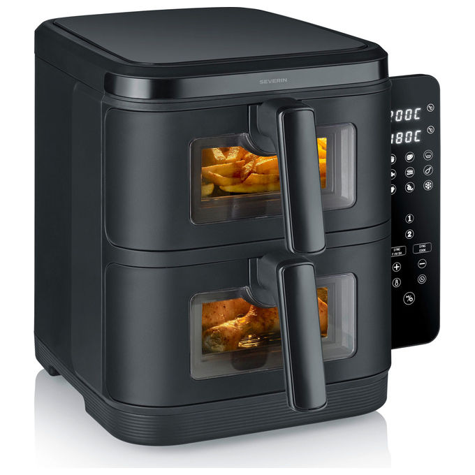 Severin FR2468 Friggitrice ad aria Doppia Zona 11 L 2800 W 9 Programmi Display LED Touch colore Nero
