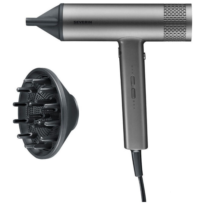 Severin HT0169 Asciugacapelli 2000 W Motore DC Ionico 3 velocita' 3 temperature concentratore e diffusore inclusi colore Antracite