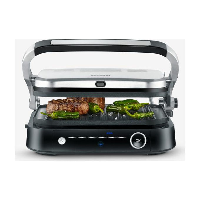 Severin KG2395 Bistecchiera elettrica 1800 W 7 programmi automatici temperatura fino a 230° piastre rimovibili lavabili colore Nero