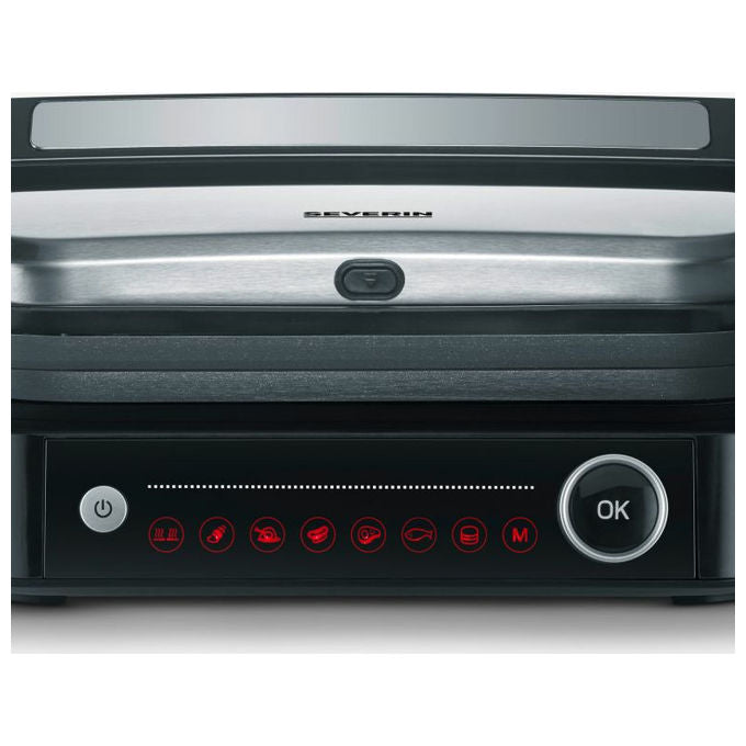Severin KG2395 Bistecchiera elettrica 1800 W 7 programmi automatici temperatura fino a 230° piastre rimovibili lavabili colore Nero