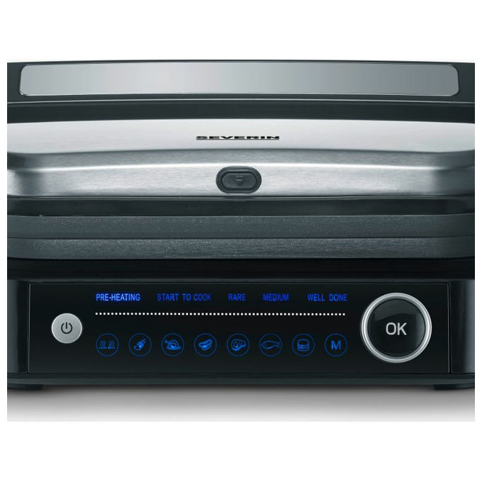 Severin KG2395 Bistecchiera elettrica 1800 W 7 programmi automatici temperatura fino a 230° piastre rimovibili lavabili colore Nero