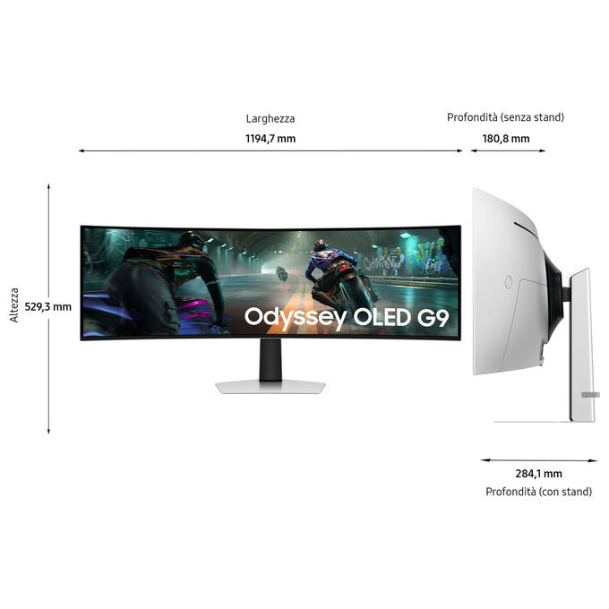 Samsung, Monitor Gaming Curvo Odyssey OLED G9 G91SD, 49'' Dual QHD, 144Hz, Argento