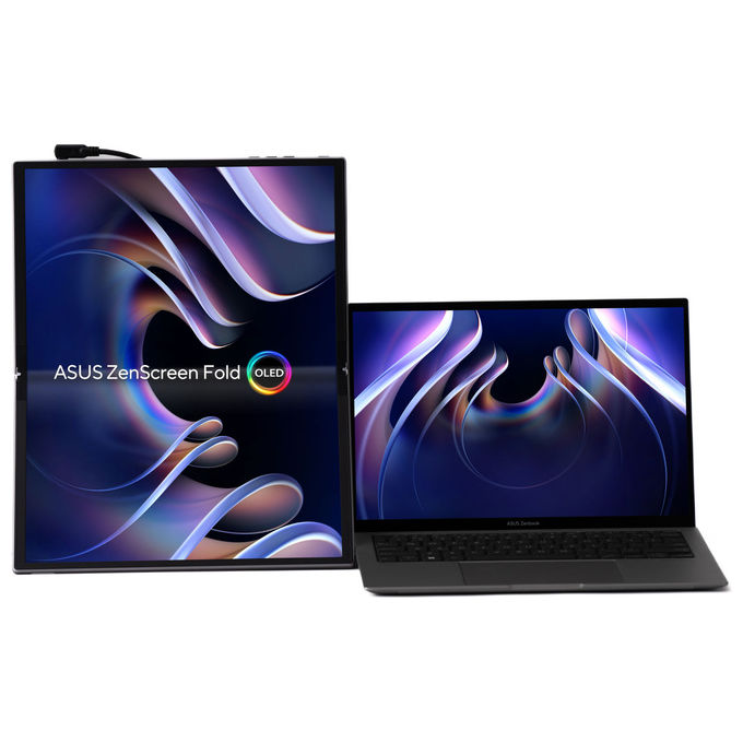 Asus ZenScreen Fold OLED MQ17QH, Monitor PC Pieghevole 17.3'', Quad HD Argento