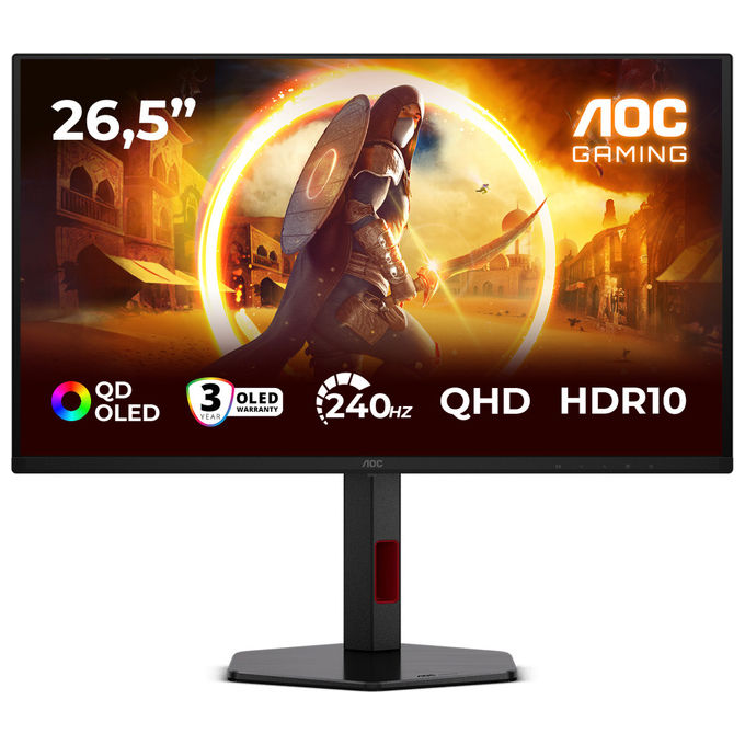 Aoc, Monitor Gaming Qhd, 27'', Qd-Oled, 240Hz, Nero Rosso, G4 Q27G4ZDR