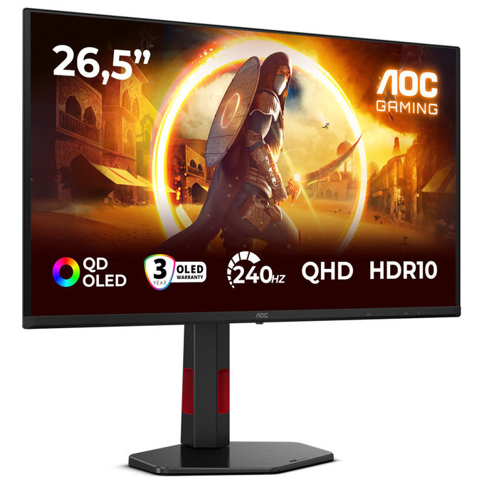 Aoc, Monitor Gaming Qhd, 27'', Qd-Oled, 240Hz, Nero Rosso, G4 Q27G4ZDR