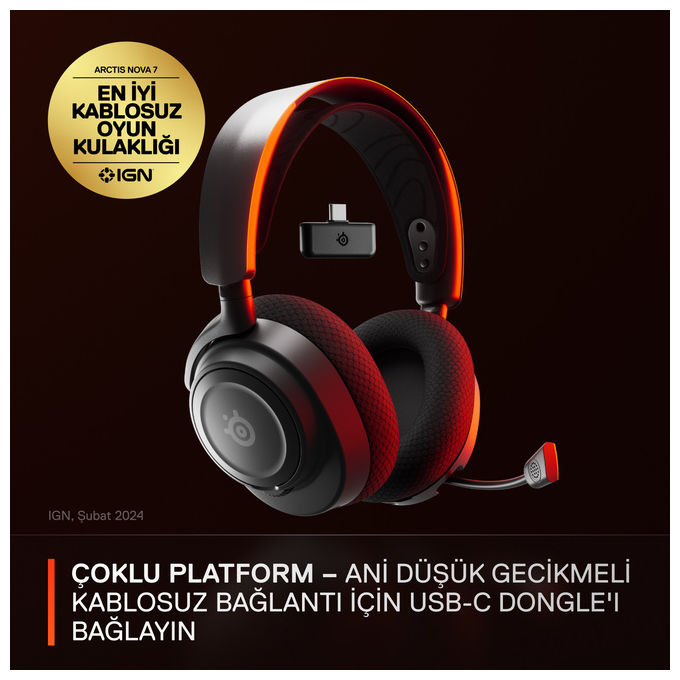 Steelseries Arctis Nova 7, Cuffie Gaming Wireless, Nero