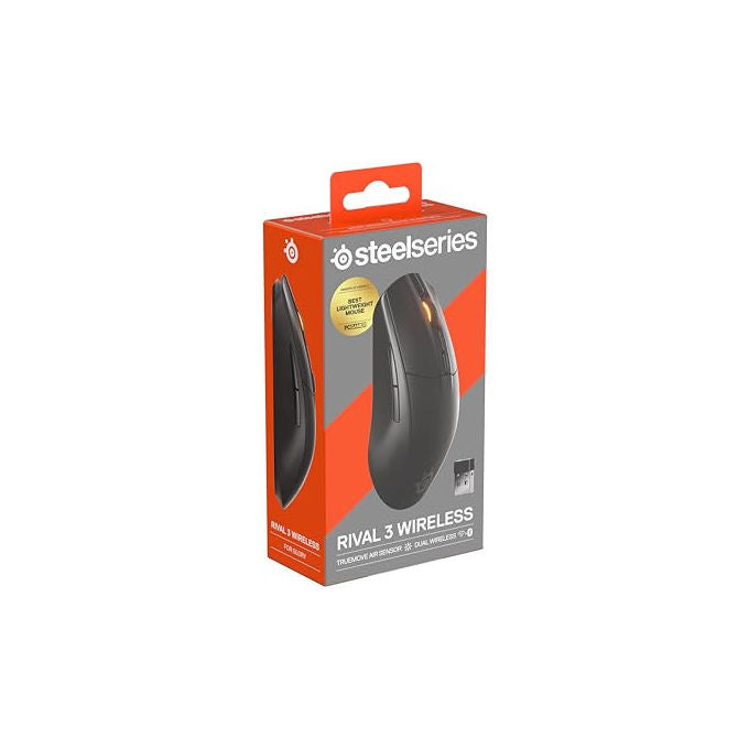 SteelSeries Rival 3, Mouse Gaming Wireless Gen 2, Nero, 18000 DPI
