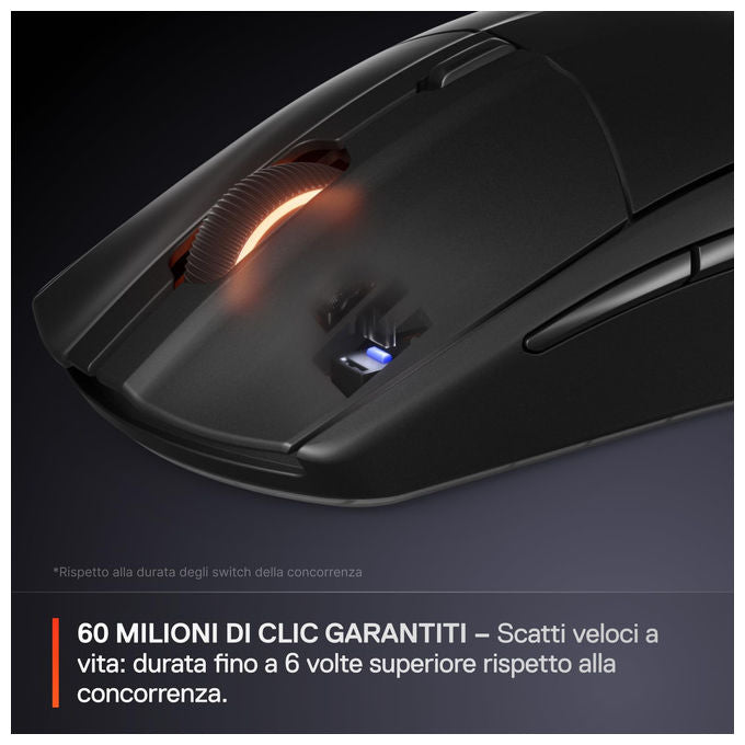 SteelSeries Rival 3, Mouse Gaming Wireless Gen 2, Nero, 18000 DPI