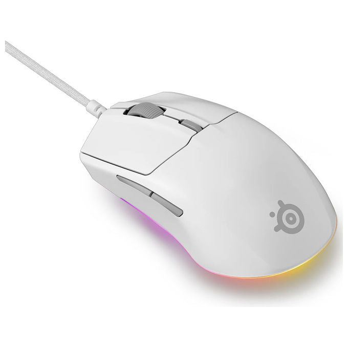 Steelseries Rival 3, Mouse Gaming Ottico Ambidestro Usb, Bianco