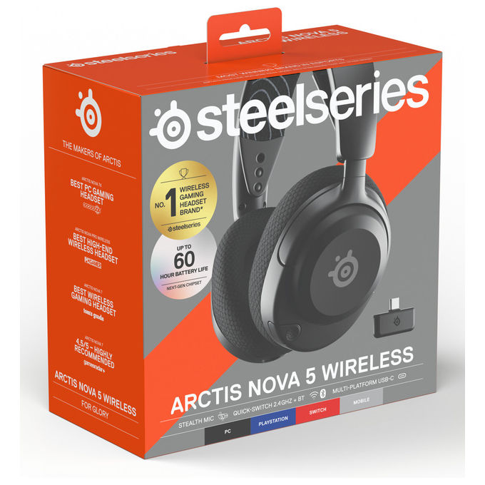 Steelseries Arctis Nova 5, Cuffie Gaming Wireless, Nero, Compatibile con PlayStation, Switch, Mac, VR, PC