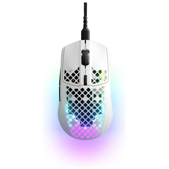 Steelseries Aerox 3, Mouse Gaming, Ottico 8500 DPI, USB Tipo-C, Bianco