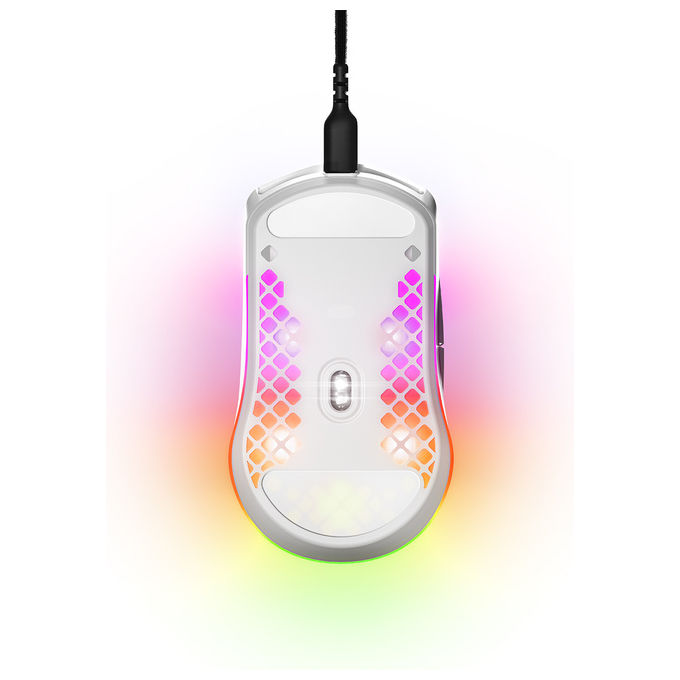Steelseries Aerox 3, Mouse Gaming, Ottico 8500 DPI, USB Tipo-C, Bianco