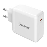 Celly, Caricabatterie da Parete GaN 65W, Con Schermo Integrato, 3 Porte, Nero
