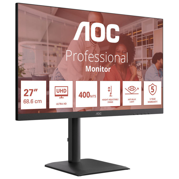 Aoc, Monitor pc, 27 Pollici 4k Ultra hd Led Nero, U27E4Cv
