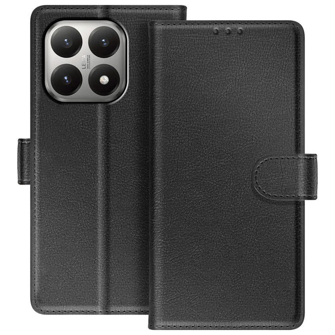 Celly, Custodia a Libro Similpelle Nera con Tasche e Stand per Xiaomi 15T