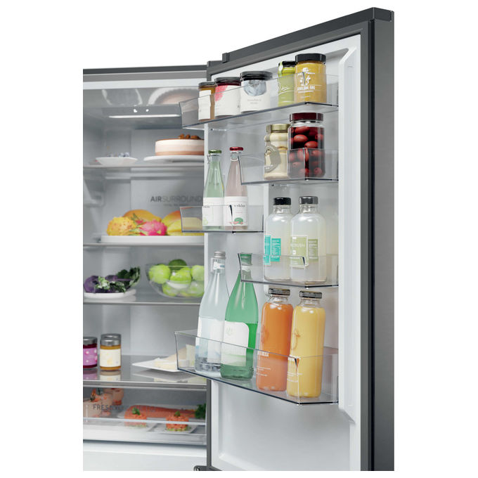 Haier HDPR1618ANPD Frigorifero Combinato 355 L 185 cm Classe A No Frost Multi-Airflow 35 dB colore Acciaio Inox