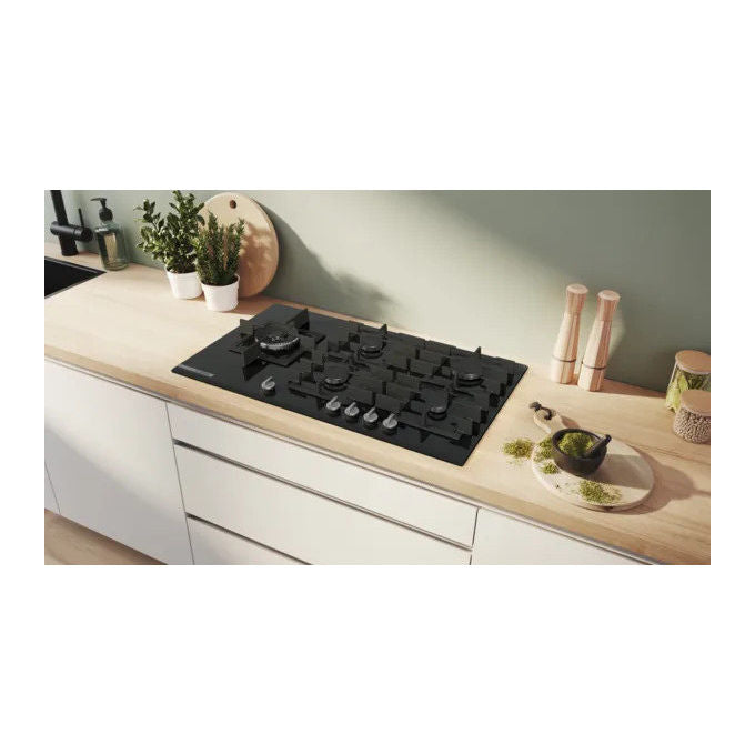 Bosch, Piano Cottura a Gas, Serie 8 PRS9A6H40, 90 cm, 5 Fuochi, Nero