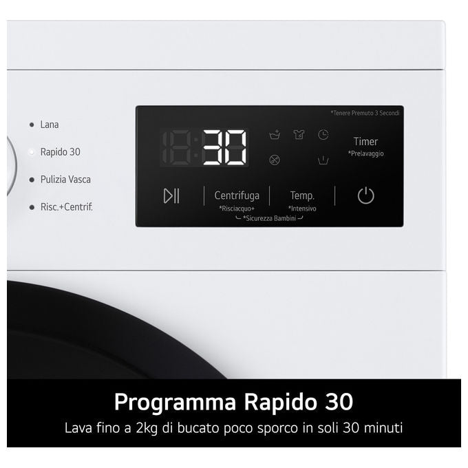 LG F4NA10S7NWK Lavatrice Slim 7 Kg 1400 rpm Classe A Vapore Igienizzante Cestello Bolle (85x60x47 cm) colore Bianco