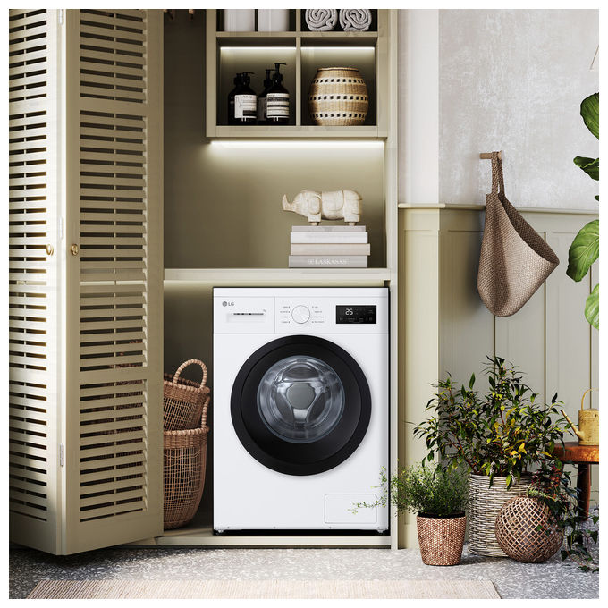 LG F4NA10S7NWK Lavatrice Slim 7 Kg 1400 rpm Classe A Vapore Igienizzante Cestello Bolle (85x60x47 cm) colore Bianco