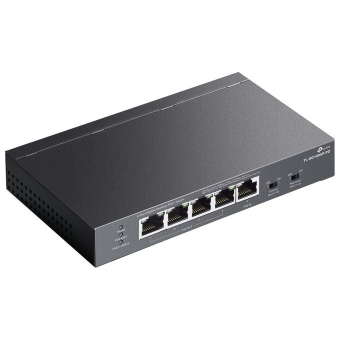 TP-Link TL-SG1005P-PD Switch Desktop 5 Porte Gigabit Ethernet PoE+ PoE++ 66W Fanless colore Nero