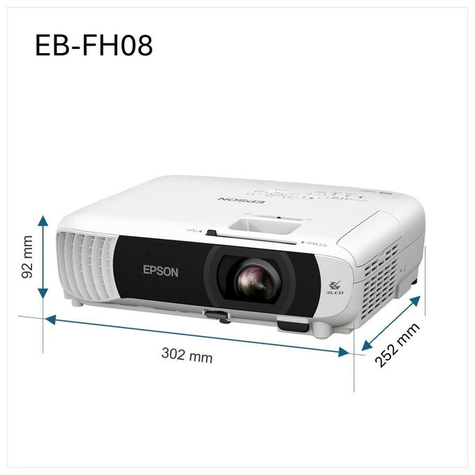 Epson V11HB54040 EB-FH08 Videoproiettore Full HD 1080p 3LCD 3600 ANSI lumen 2 HDMI Altoparlante 2W colore Bianco