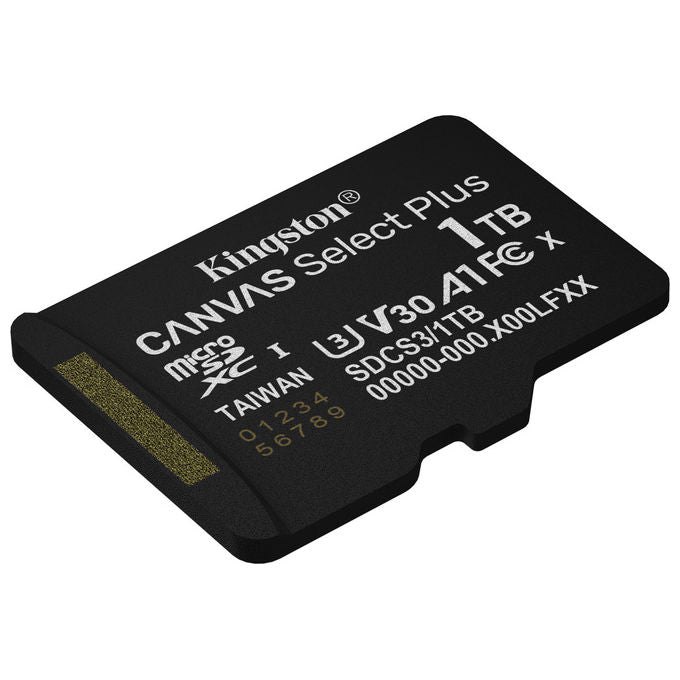 Kingston Technology SDCS3-1TB Canvas Select Plus Gen3 microSDXC 1TB 150MB-s UHS-I U3 V30 A1 Adattatore SD colore Nero