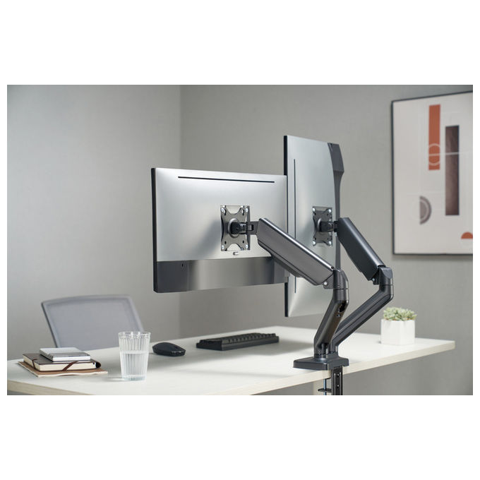 Equip, Staffa Montaggio, Da Scrivania, Per Doppio Monitor, 17'' a 32'', Nero