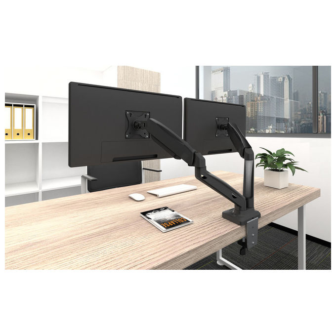 Equip, Staffa Montaggio, Da Scrivania, Per Doppio Monitor, 17'' a 32'', Nero