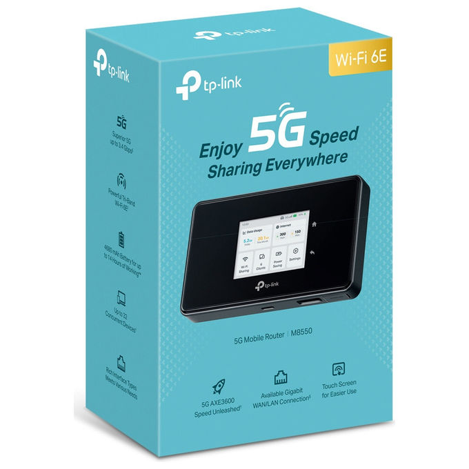 Tp-Link, Router Portatile Mobile 5G, Wi-Fi 6E, M8550