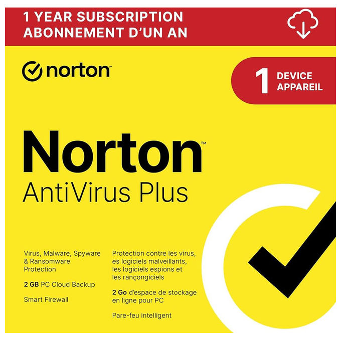 Norton Antivirus Plus 2026, Antitruffa, 1 Dispositivo, 12 Mesi