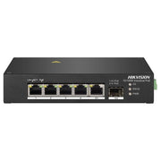 Hikvision, Switch di Rete Non Gestito, 5 Porte, Fast Ethernet PoE, Nero