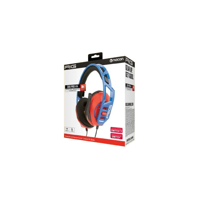 Nacon, Cuffie Gaming Cablate RIG 300 Pro HN, Blu e Rosso