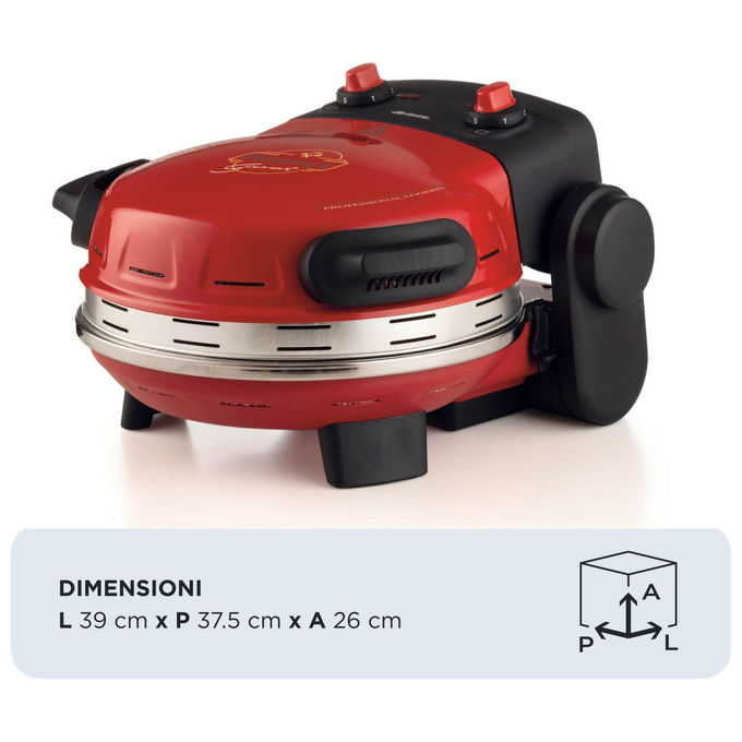 Ariete 00C093400AR0 Pizzeria Gourmet Forno per Pizza Elettrico 1500W 400°C Pietra Refrattaria 31cm 3 min cottura colore Rosso