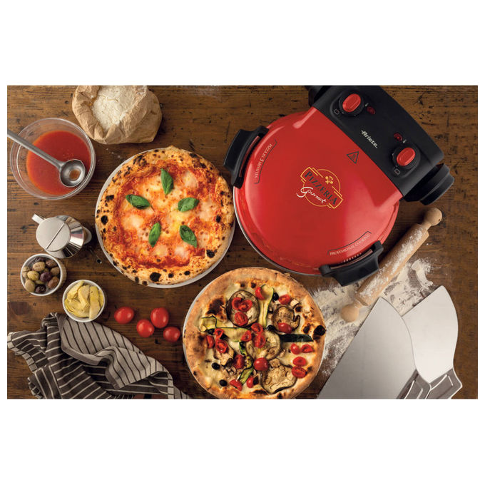 Ariete 00C093400AR0 Pizzeria Gourmet Forno per Pizza Elettrico 1500W 400°C Pietra Refrattaria 31cm 3 min cottura colore Rosso