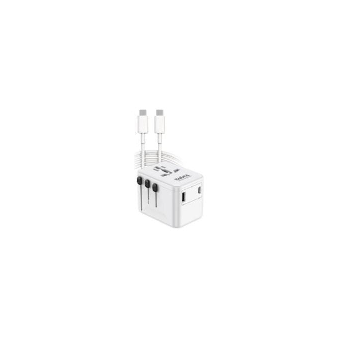 Karma, Adattatore da Viaggio CC 9602USBC con Cavetto USB C, Bianco