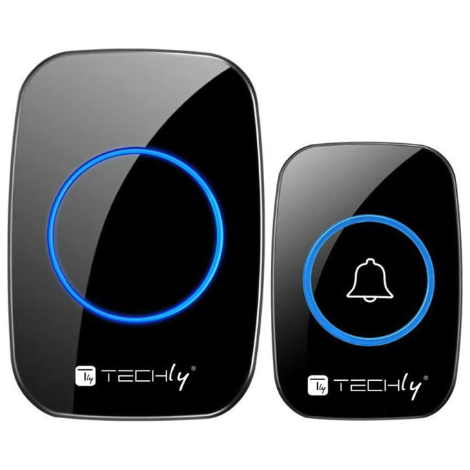 Techly, KIT_ Campanello Wireless, Portata 300m, 60 Melodie, Nero