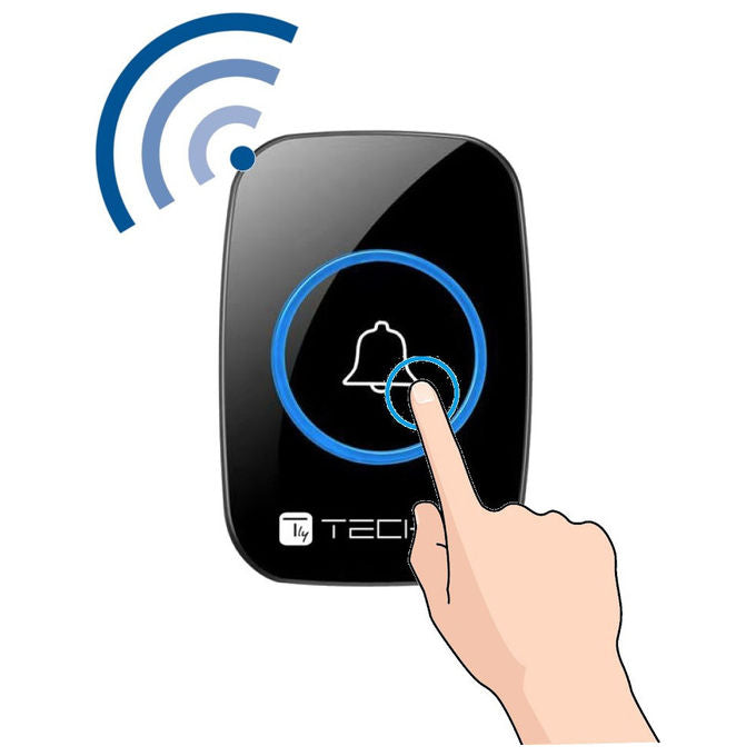 Techly, KIT_ Campanello Wireless, Portata 300m, 60 Melodie, Nero