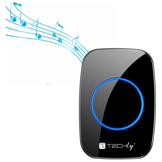 Techly, KIT_ Campanello Wireless, Portata 300m, 60 Melodie, Nero