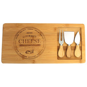 Koopman International, Tagliere Formaggi Bambu' con 3 Coltelli, Rettangolare, 38x18 cm