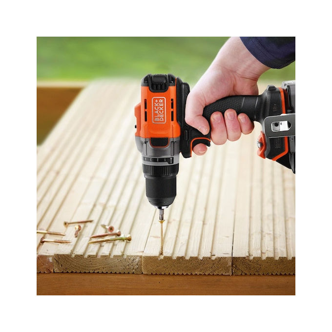 BLACK+DECKER, Trapano Avvitatore a Batteria 18V, 2Ah, BCD382D1XK-QW, Arancione