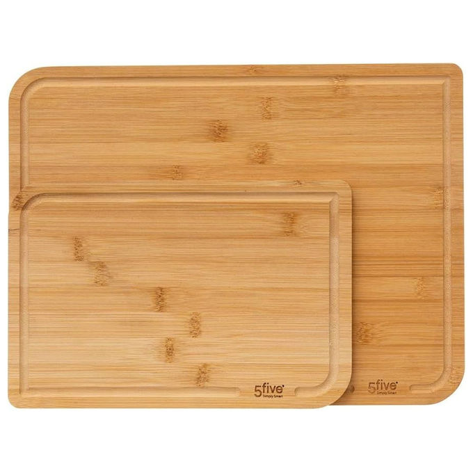 Koopman, Set 2 Taglieri in Bambu', Rotondo e Rettangolare, 19x14 cm