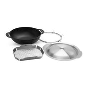 Weber 7607 Crafted Wok con Cestello per Cottura a Vapore Ghisa Smaltata 5.7 L colore Nero