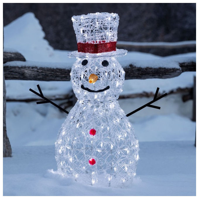 Lotti, Pupazzo di Neve 3D, 70cm, Acrilico Morbido, Bianco Caldo-Freddo