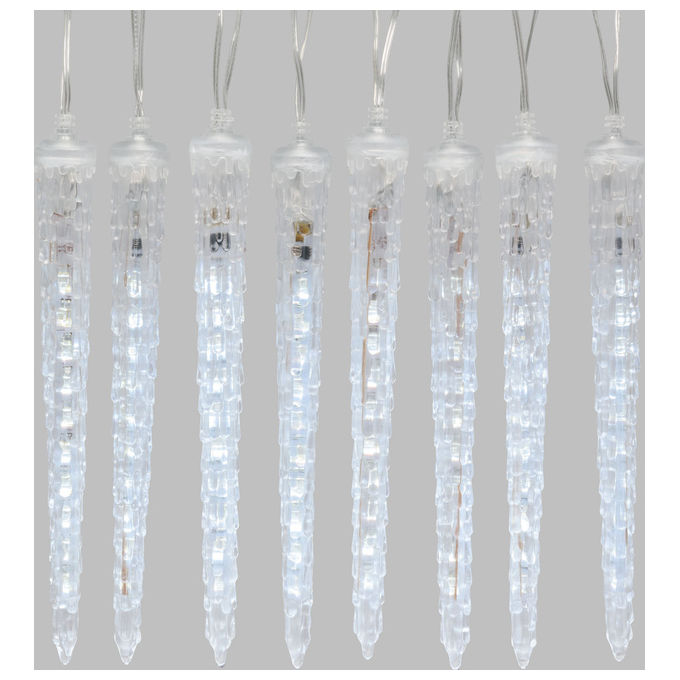 Lotti, Ghirlanda Luminosa Ghiaccioli LED, 22cm x 2,4m, Bianco Freddo, Prolungabile